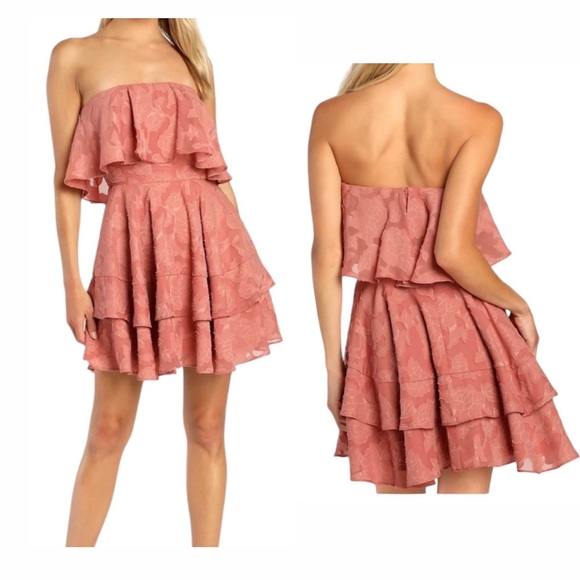 Lulus Dresses & Skirts - NWT Lulu's True Lover Floral Ruffled Strapless Mini Party Dress Pink Size XL